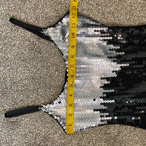 Fitted Guess Sequins Patterned Spaghetti Strap Scoop Neck Mini Dress - Picture 10 of 13